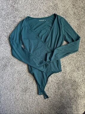 Abercrombie & Fitch Forest Green Wrap Bodysuit